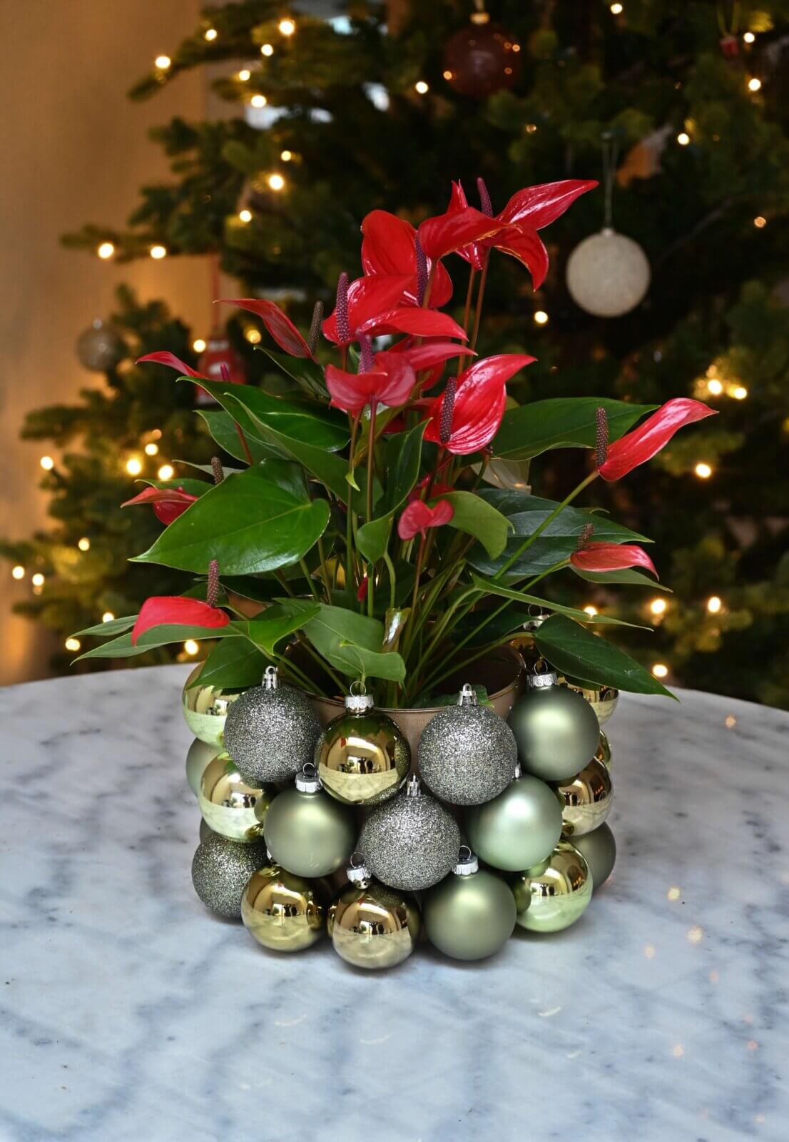 Christmas bauble plant pot