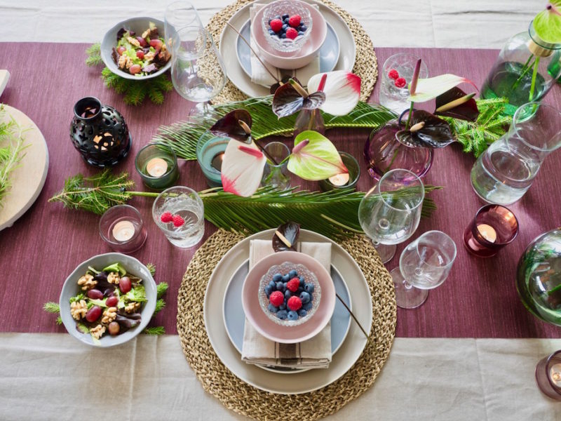 Botanische kerst decoratie met anthurium