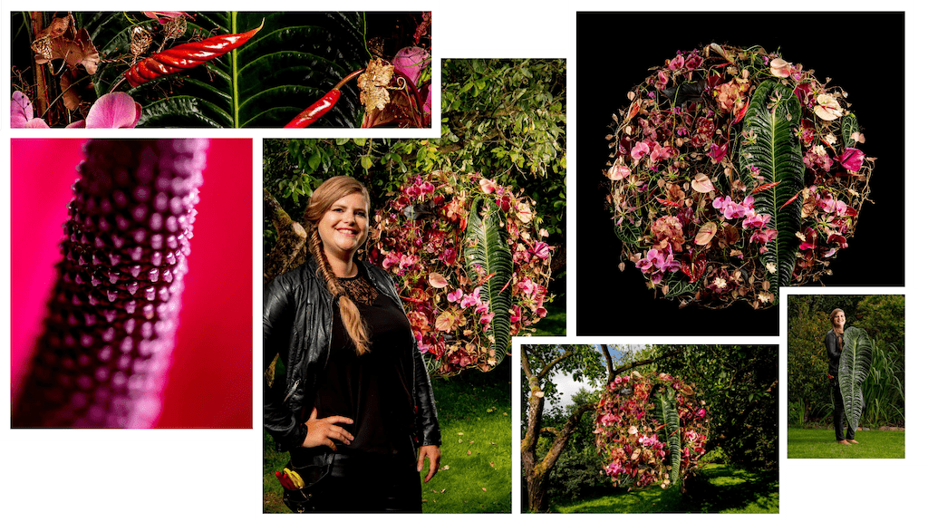 3x de anthurium in bloemencreaties door master florist Hanneke Frankema