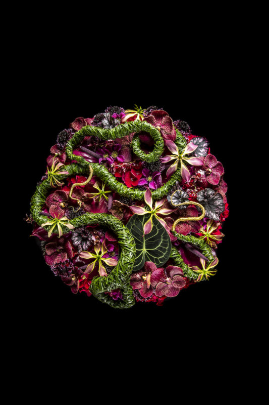 3x floral designs with Anthuriums by master florist Hanneke Frankema