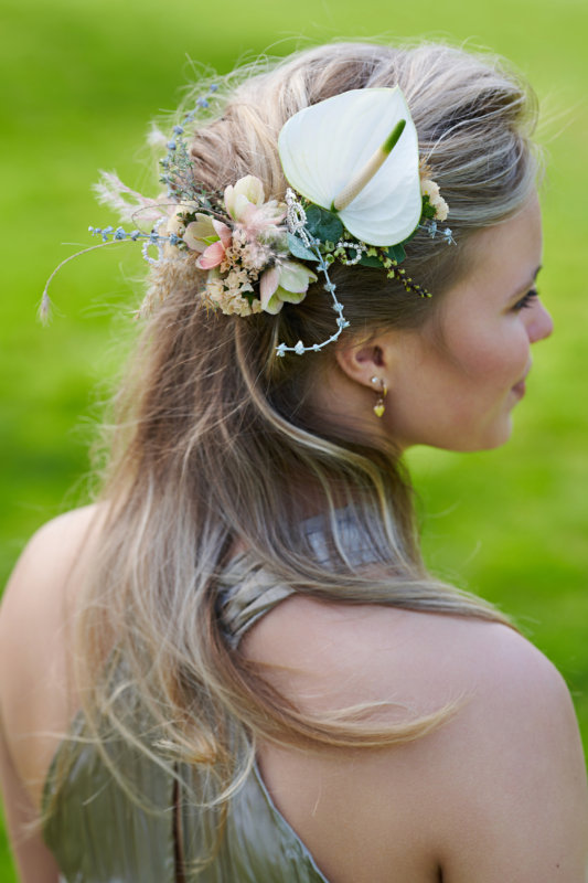 The Anthurium in a bridal hairstyle