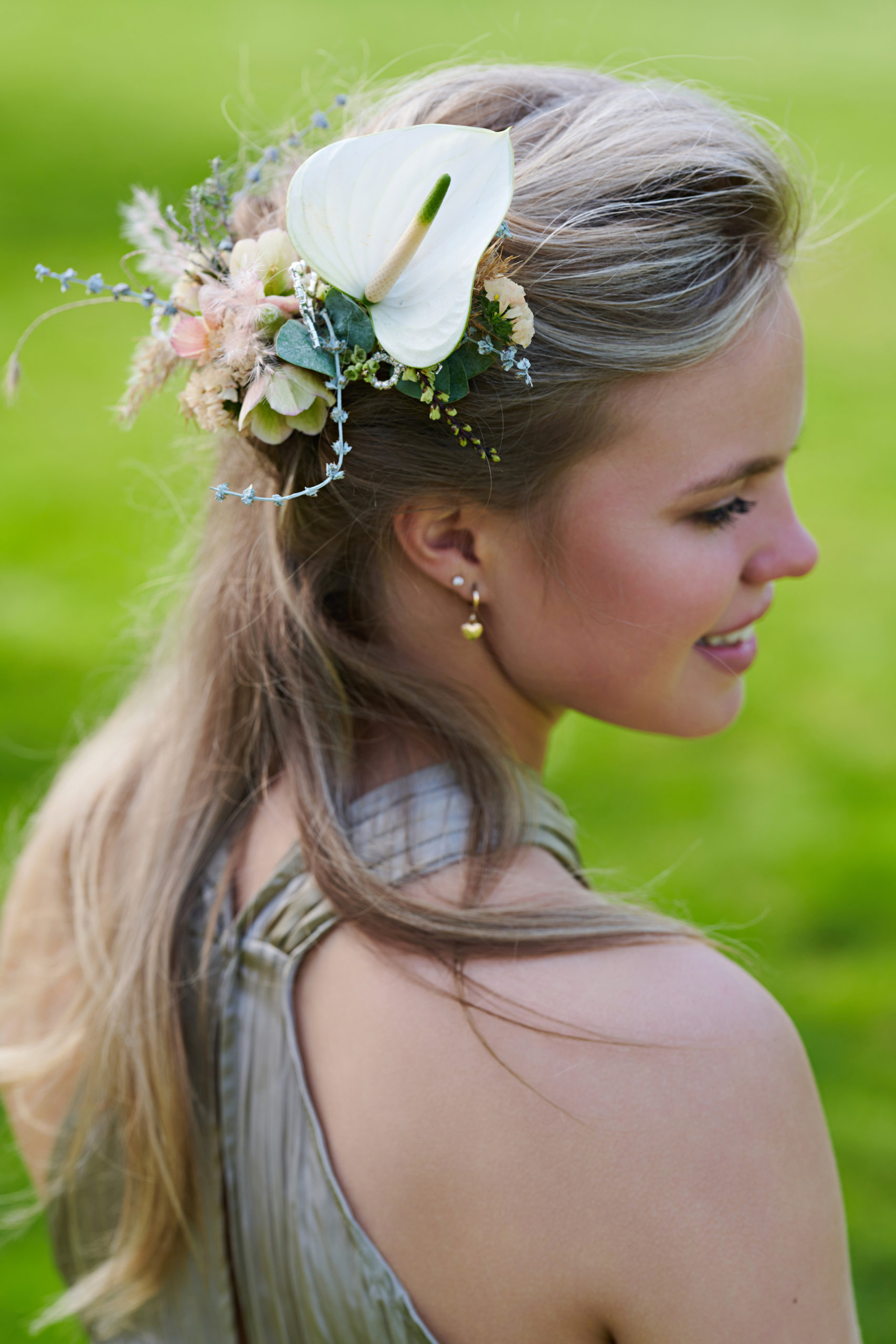 The Anthurium in a bridal hairstyle
