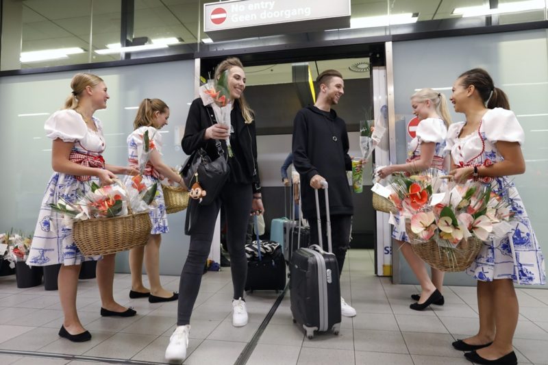 Fleurig welkom thuis op Schiphol met een anthuriumboeket