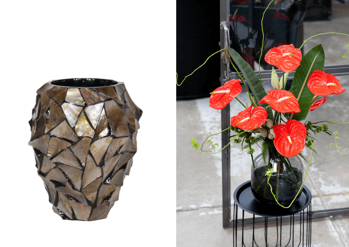 De eigenaar Tom Audreath Doorzichtig schelpen-vaas-bijzondere-vazen-anthurium-snijbloemen2.png - Anthurium