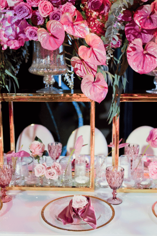 Barbie thema diner met anthuriums